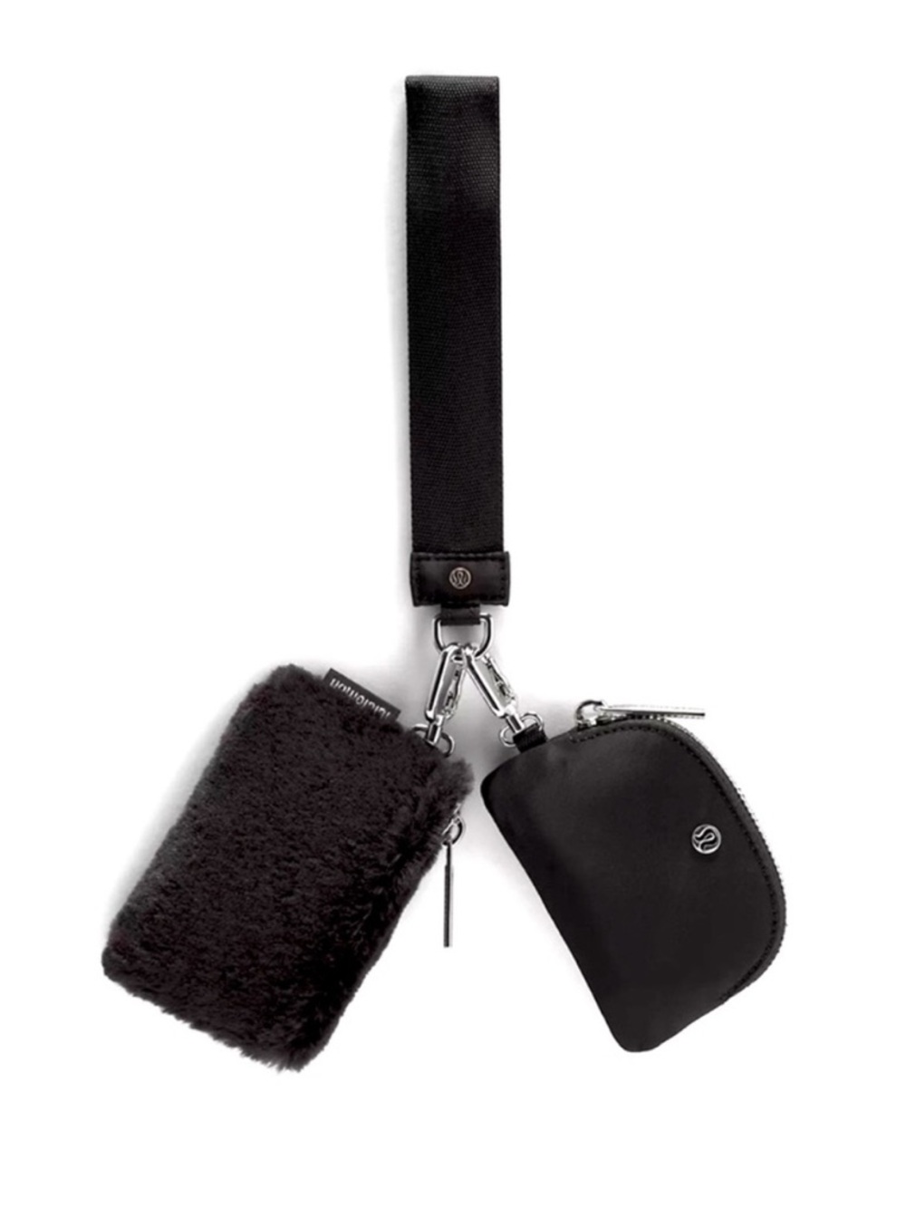 NWOT Lululemon Dual Pouch Wristlet Plush Fleece Black